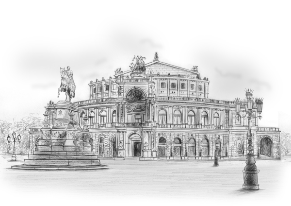 Zeichnung Semperoper Dresden